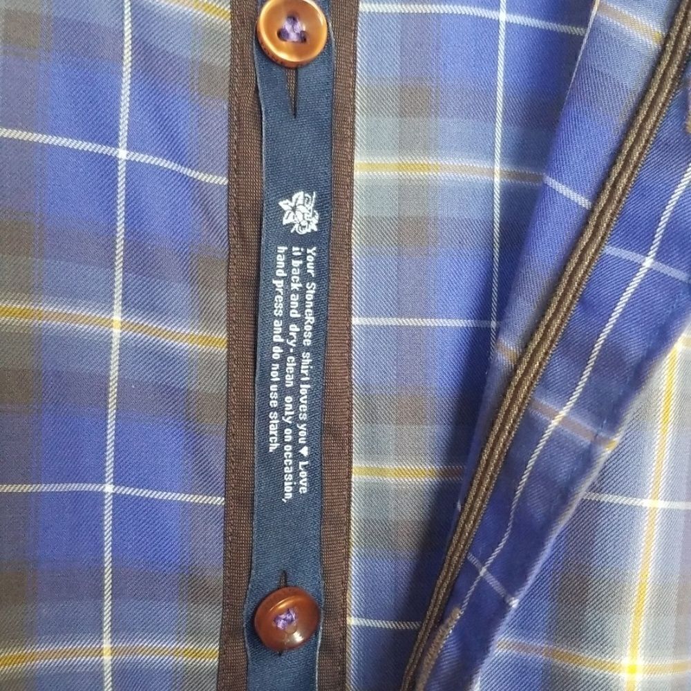 Stone Rose Dress Shirt,Cobalt Blue/Brn Plaid, sz 1 - Picture 5 of 8
